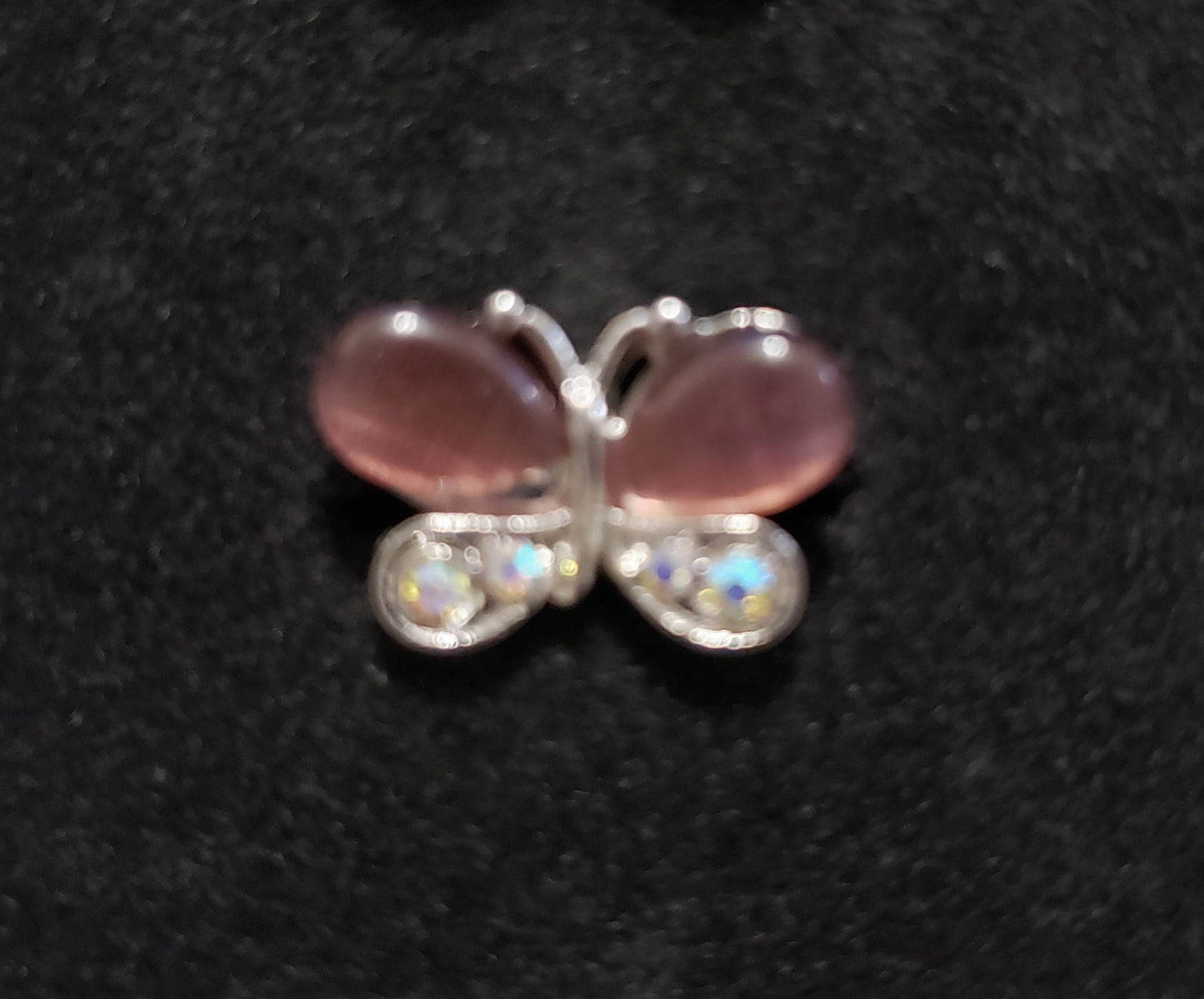 Kid's purple butterfly rhinestone ring