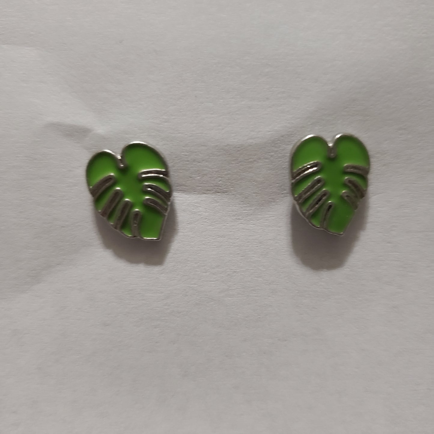 Kid's green palm leaf earrings