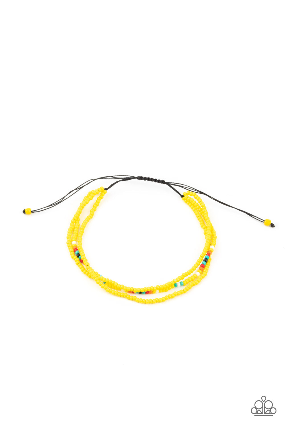 Two strands of dainty Illuminating seed beads, highlighted with a strand of brightly colored beads, form a simple accent around the wrist. Features an adjustable sliding knot closure. Sold as one individual bracelet.