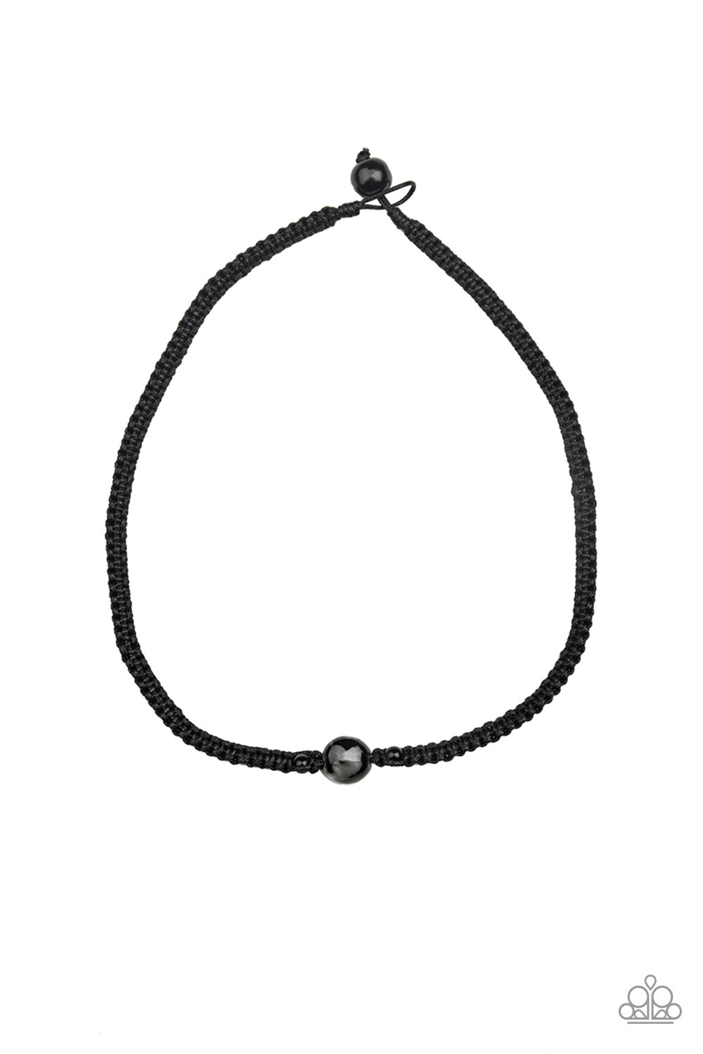 Flanked by dainty black beads, a glassy bead is knotted in place along a black braided cord for a seasonal look. Features a button loop closure. Sold as one individual necklace.