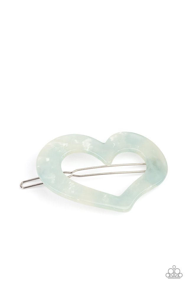 Flecked in iridescent shell-like shimmer, an acrylic heart frame pulls back the hair in a flirty fashion. Features a clamp barrette closure. Sold as one individual hair clip.
