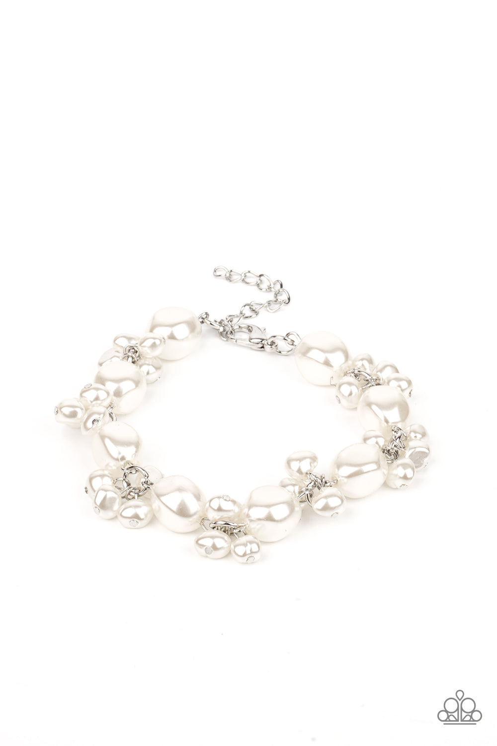 Featuring imperfect finishes, clusters of dainty pearly beads and pearly faceted beads delicately link around the wrist, creating a timeless fringe. Features an adjustable clasp closure.
Sold as one individual bracelet.