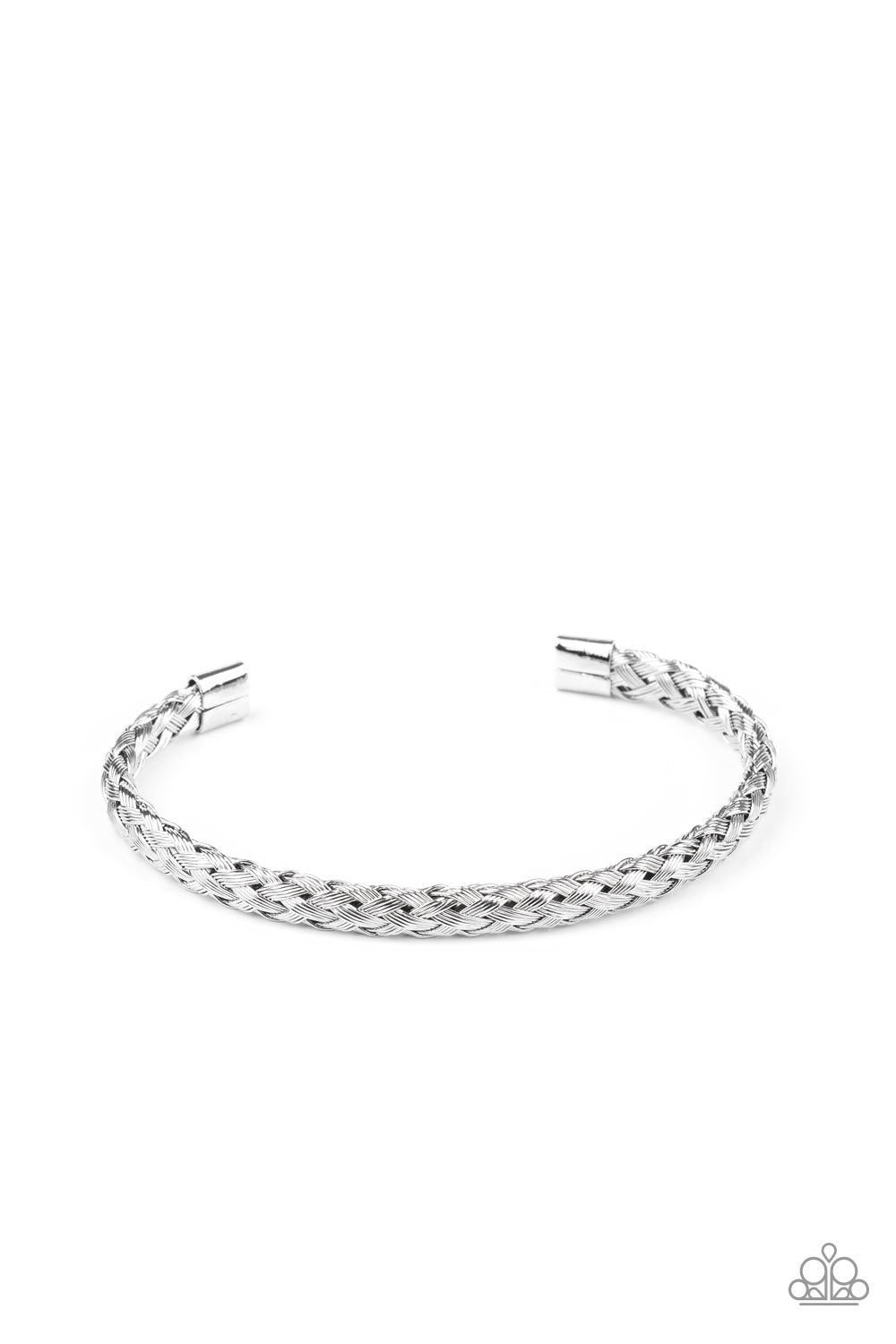 Capped in silver fittings, textured silver bars delicately weave and braid across the wrist for a sleek urban look. Sold as one individual bracelet.