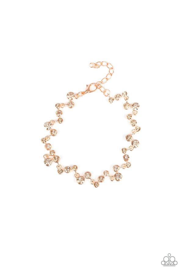 Varying in size, a collection of rhinestones connect across the wrist for a timeless look. Features an adjustable clasp closure.
Sold as one individual bracelet.