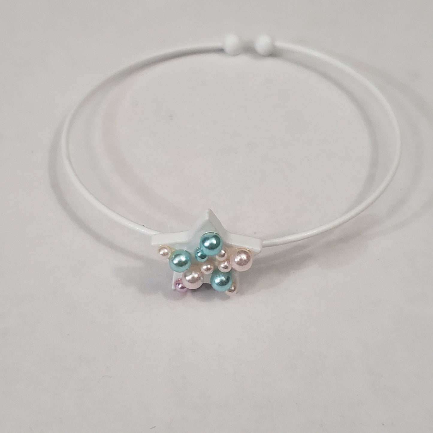 White Star with Multi Pearls Kids Cuff Bracelet