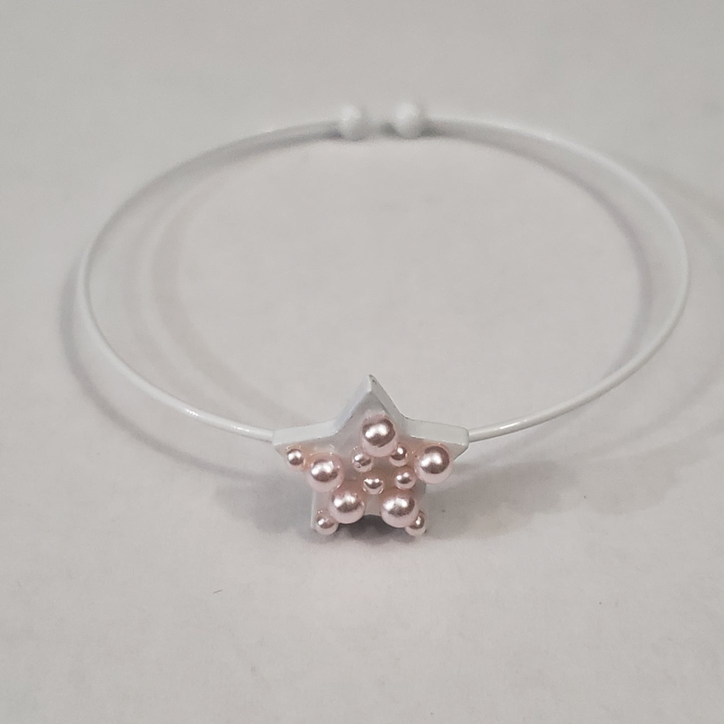 White Star with Pink Pearl Kids Cuff Bracelet