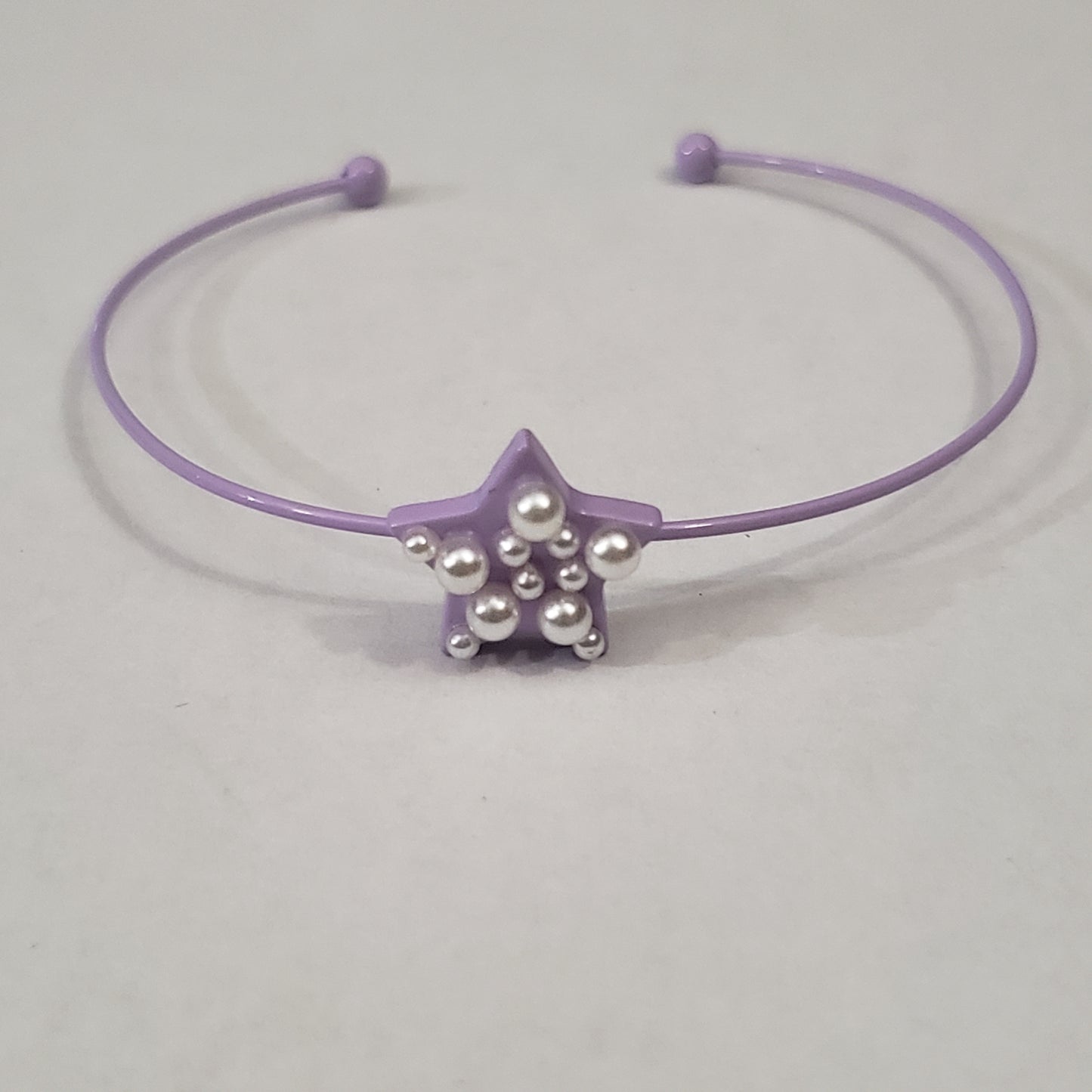 Purple Star with White Pearl Kids Cuff Bracelet