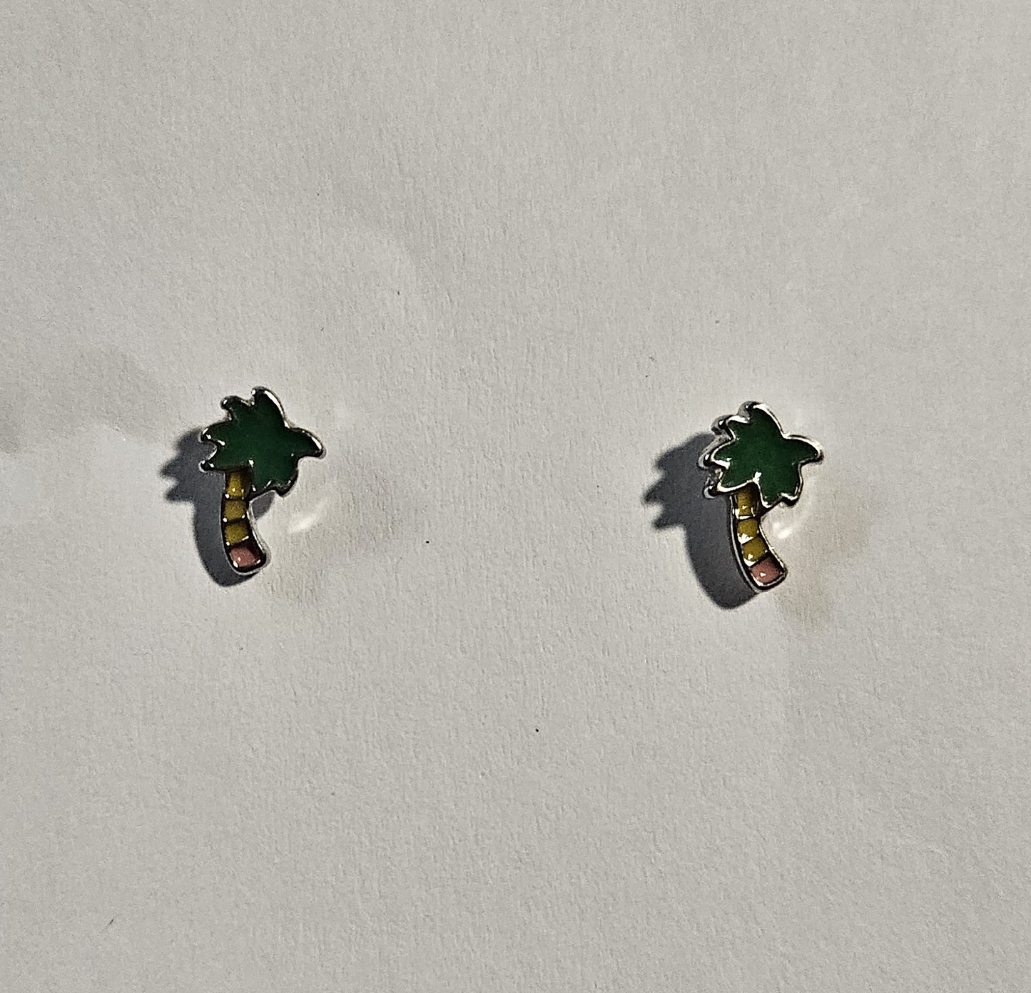 Kid's green palm tree earrings