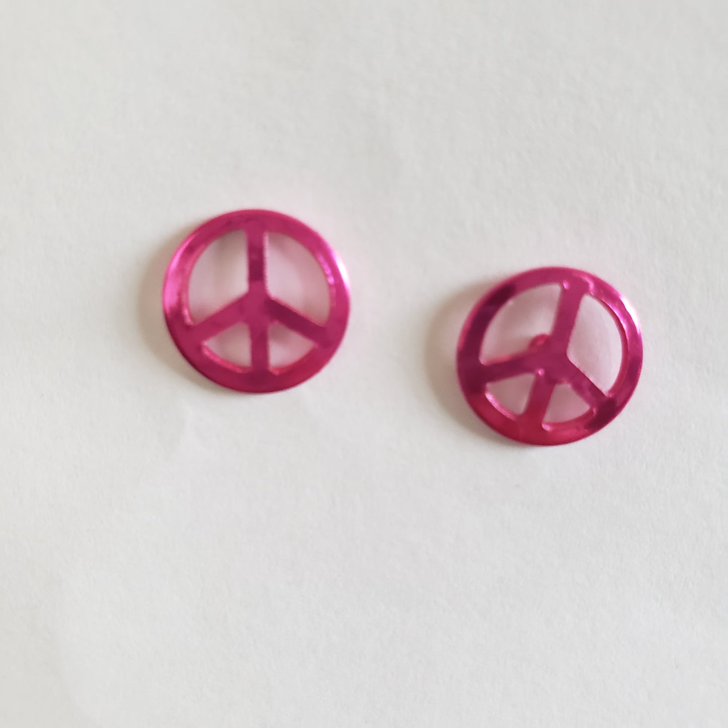 Kid's pink peace symbol earrings