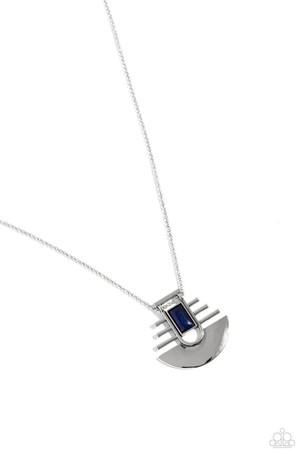 Women's silver necklace with blue bead