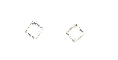 Kids' silver square shaped earrings