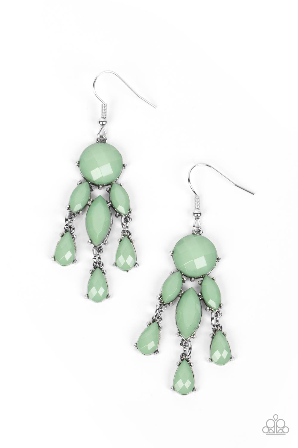 Featuring a faceted shimmer, marquise Basil beads fan out from the bottom of a round Basil bead. Dainty Basil teardrop beads dangle from the bottom of the colorful lure, adding playful movement to the summery display. Earring attaches to a standard fishhook fitting. Sold as one pair of earrings.