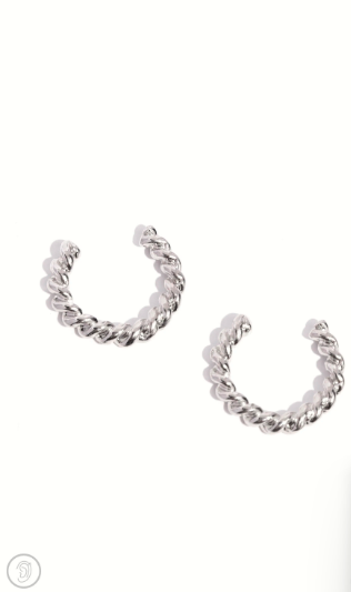 Featuring a high sheen, a thin bar of gold twists and curves around the ear to create a wreath-like, adjustable, one-size-fits-all cuff. Sold as one pair of cuff earrings.