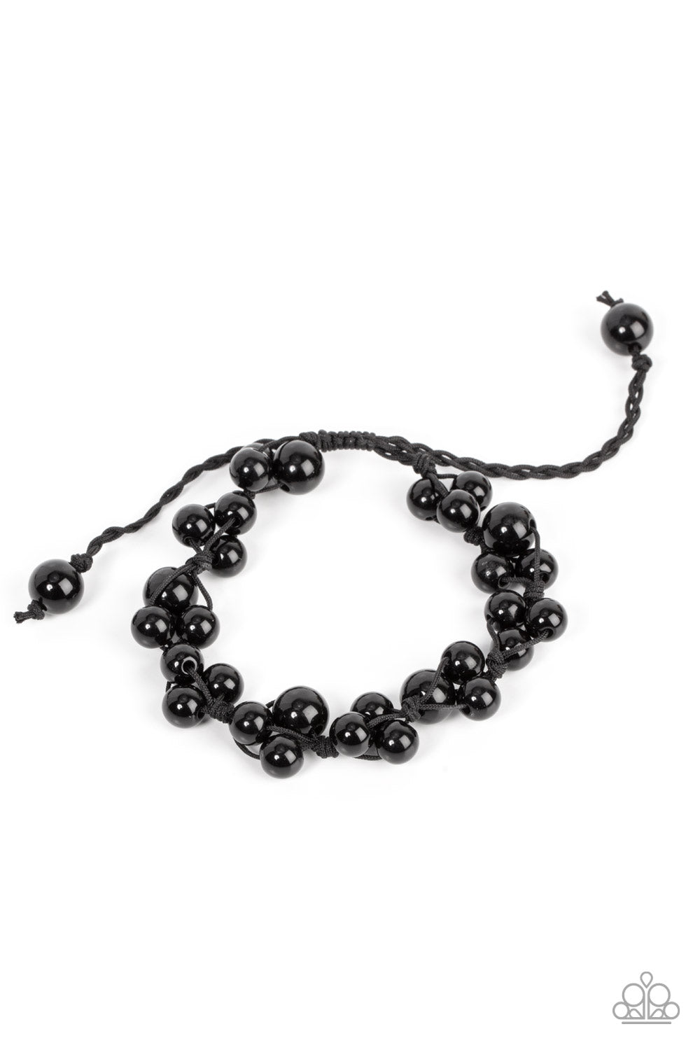 Bubbly clusters of black beads are decoratively knotted around the wrist, adding a timeless twist to the classic centerpiece. Features an adjustable sliding knot closure. Sold as one individual bracelet.