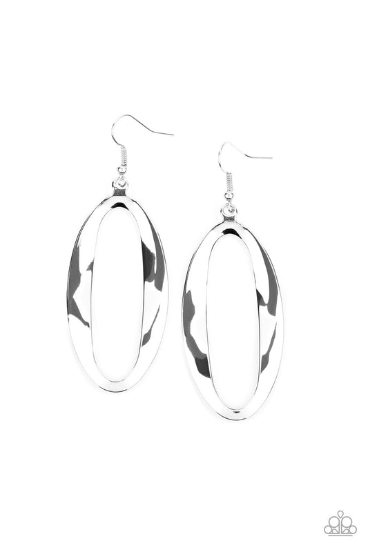 A hammered silver ribbon delicately connects into a classic oval hoop for a casual look. Earring attaches to a standard fishhook fitting.

Sold as one pair of earrings.