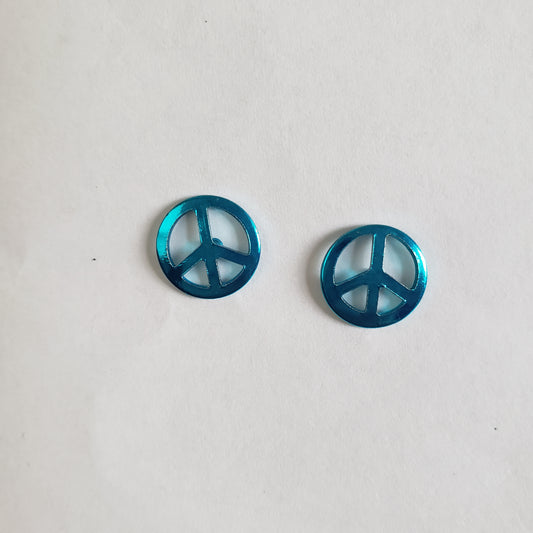 Kid's blue peace symbol earrings