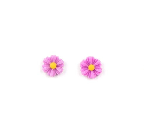 Kid's purple daisy flower earrings