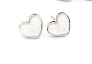 Kid's white glittery heart earrings