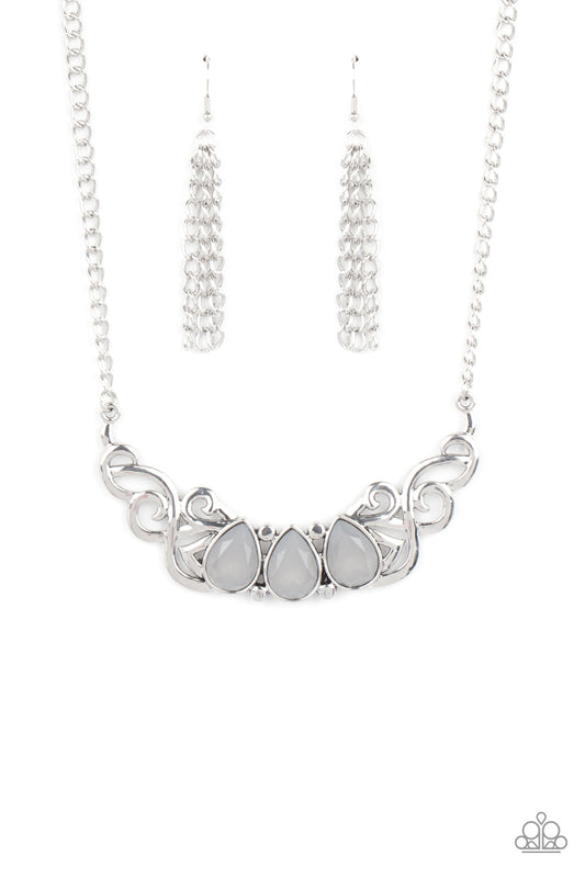 Women's silver necklace with silver rhinestones