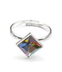 Kids multi colored regal square rhinestone ring