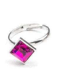 Kids pink regal square rhinestone ring