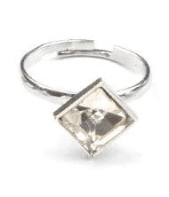 Kids white regal square rhinestone ring