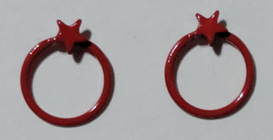 Kid's red circle with star earrings