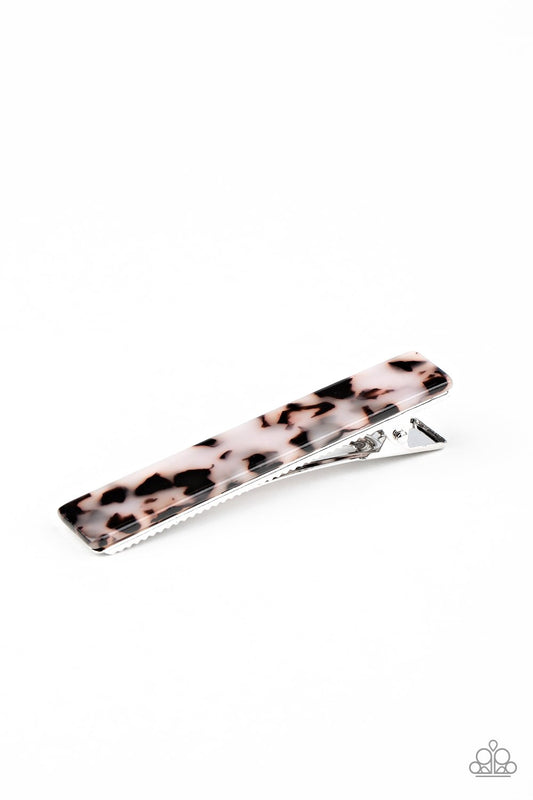 Featuring a colorful tortoise shell, an oversized rectangular acrylic frame delicately pins back the hair for a retro look. Features a standard hair clip on the back.  Sold as one individual hair clip.