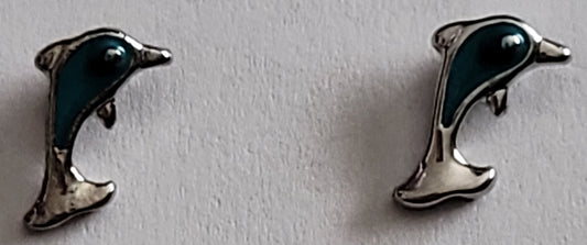 Kid's blue dolphine earrings