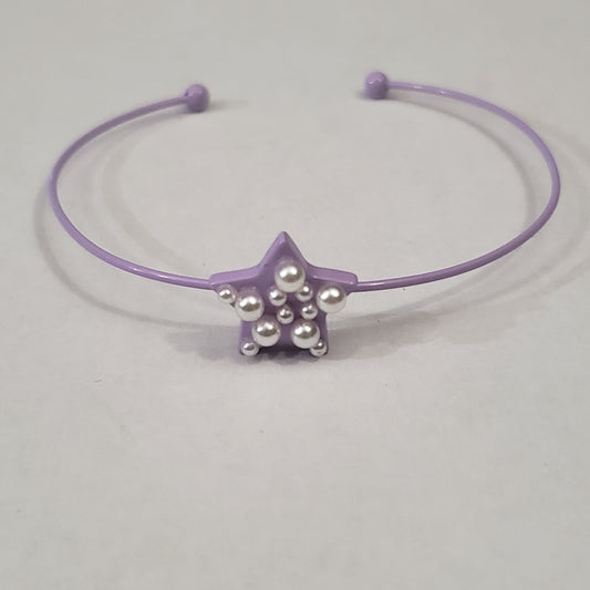 Purple Star with White Pearl Kids Cuff Bracelet