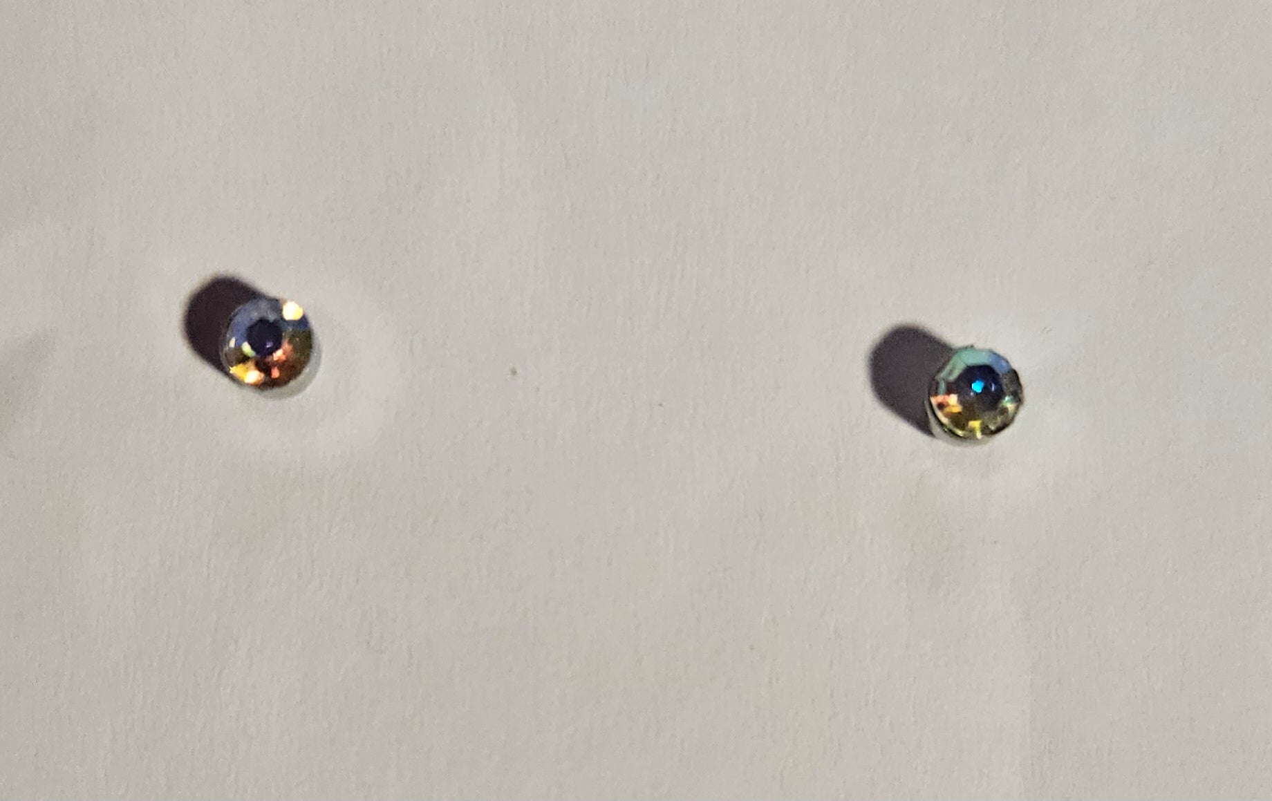 Dainty Round Earrings with Multi Colored White Rhinestone