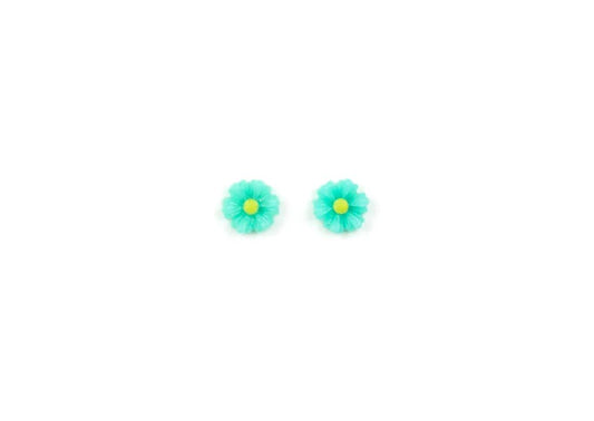 Kid's green daisy flower earrings