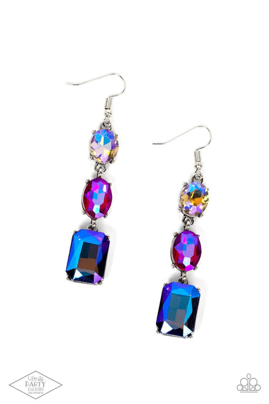 Women's earring with multi colored rhinestones