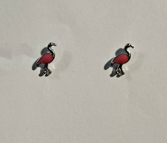 Kid's pink flamingo earrings