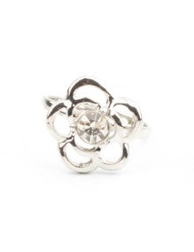 Kid's silver flower and white rhinestone