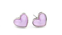 Kid's glittery purple heart earrings