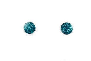 Kid's blue glittery round earring