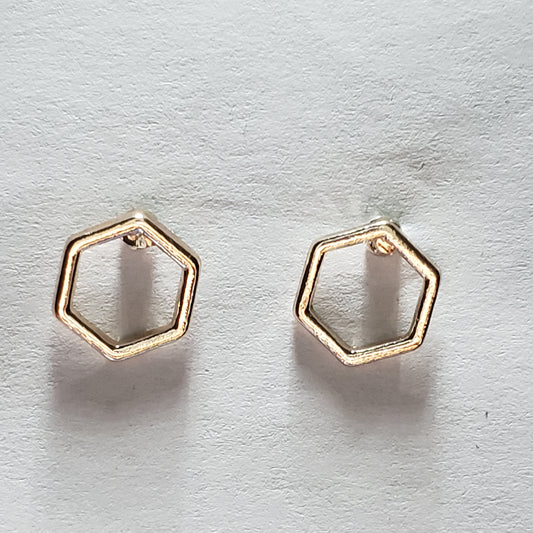 Kid's gold hexagon earrings