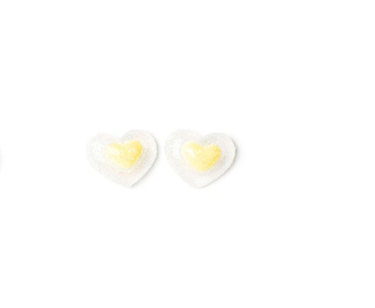 Kid's heart inside a heart yellow earrings
