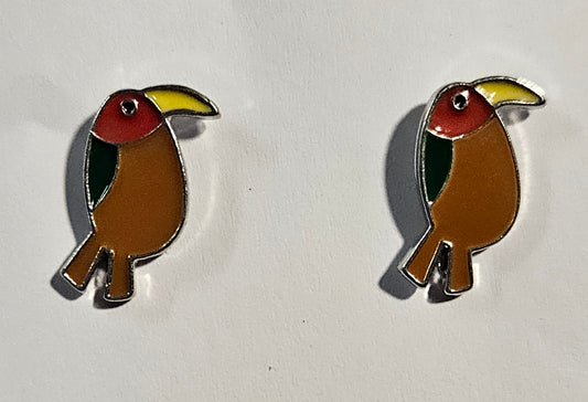 Kid's large orange parrot earrings