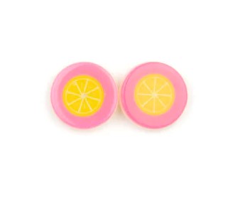 Kid's round pink earrings with oranges