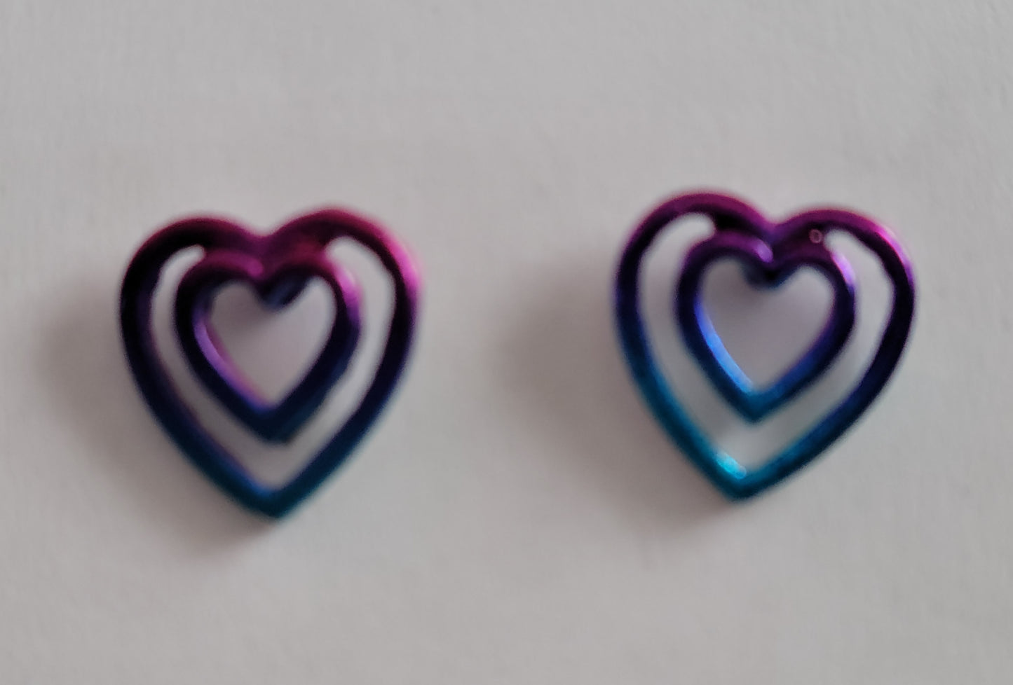 Kid's pink and blue double heart earring