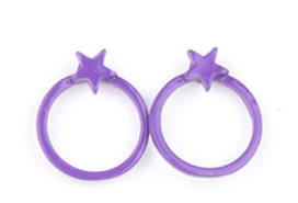 Kid's purple round earrings with star on top