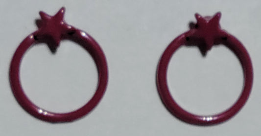 Kid's pink round earrings with star on top
