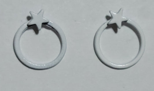 Kid's white circle with star earrings