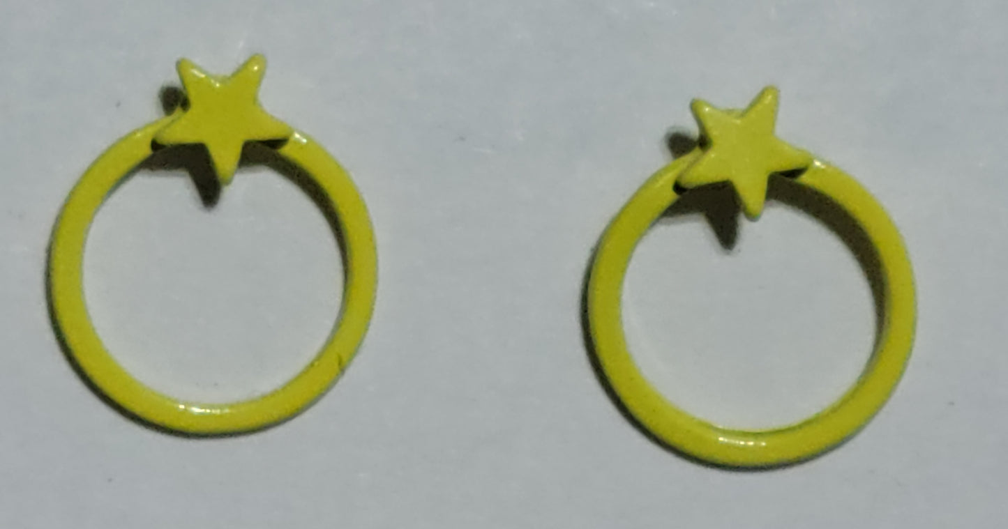 Kid's yellow circle with star earrings