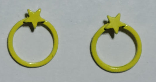 Kid's yellow circle with star earrings